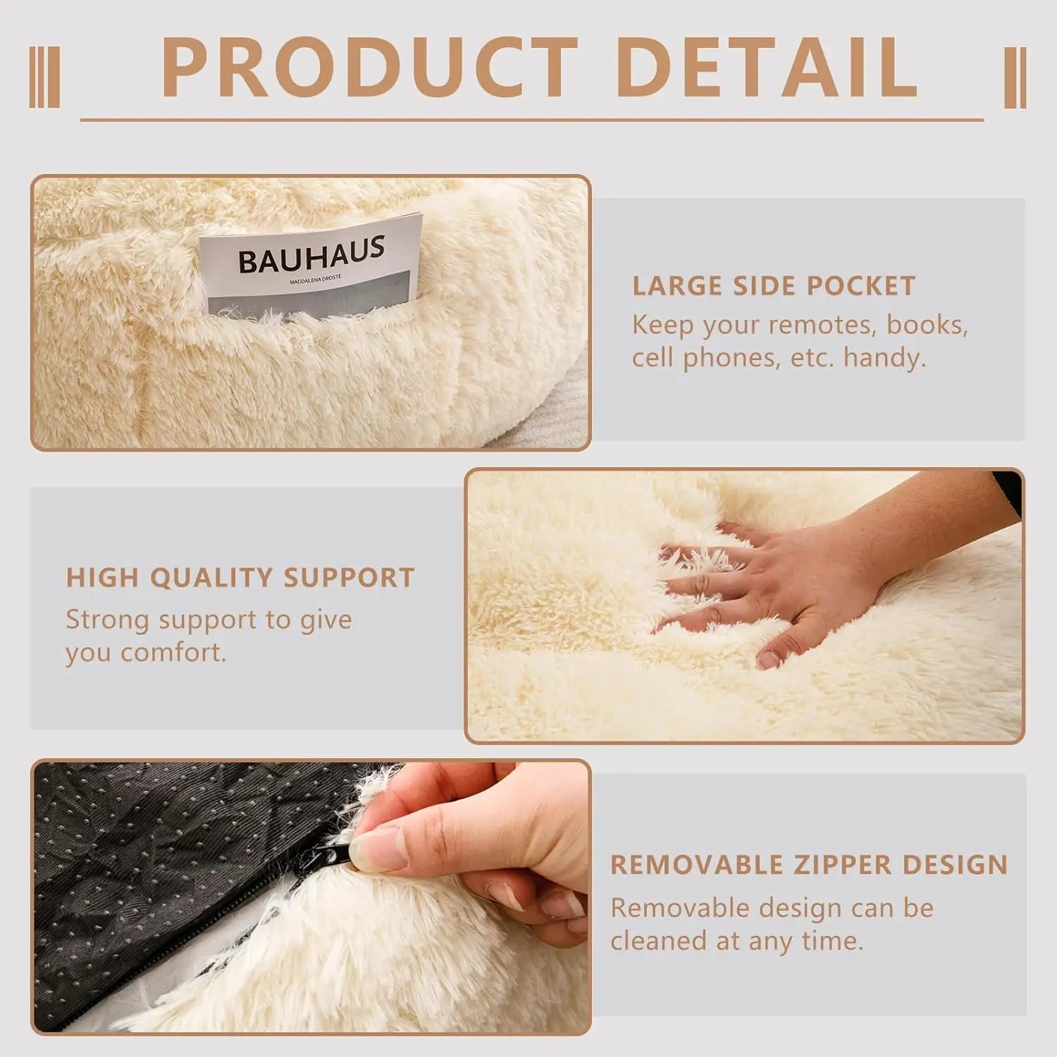 Giant Faux Fur Bean Bag Chair with Pocket, Large Lazy Sofa for Adults and Kids in Living Room