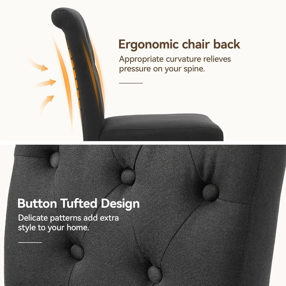 Upholstered Dining Chairs Set of 4, Button Tufted Parsons Dining Chair with Solid Wood Legs, Modern Fabric Side, Customized