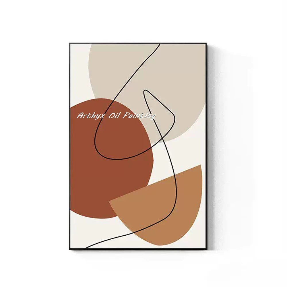 Canvas Art Beige Hand Painted Abstract
