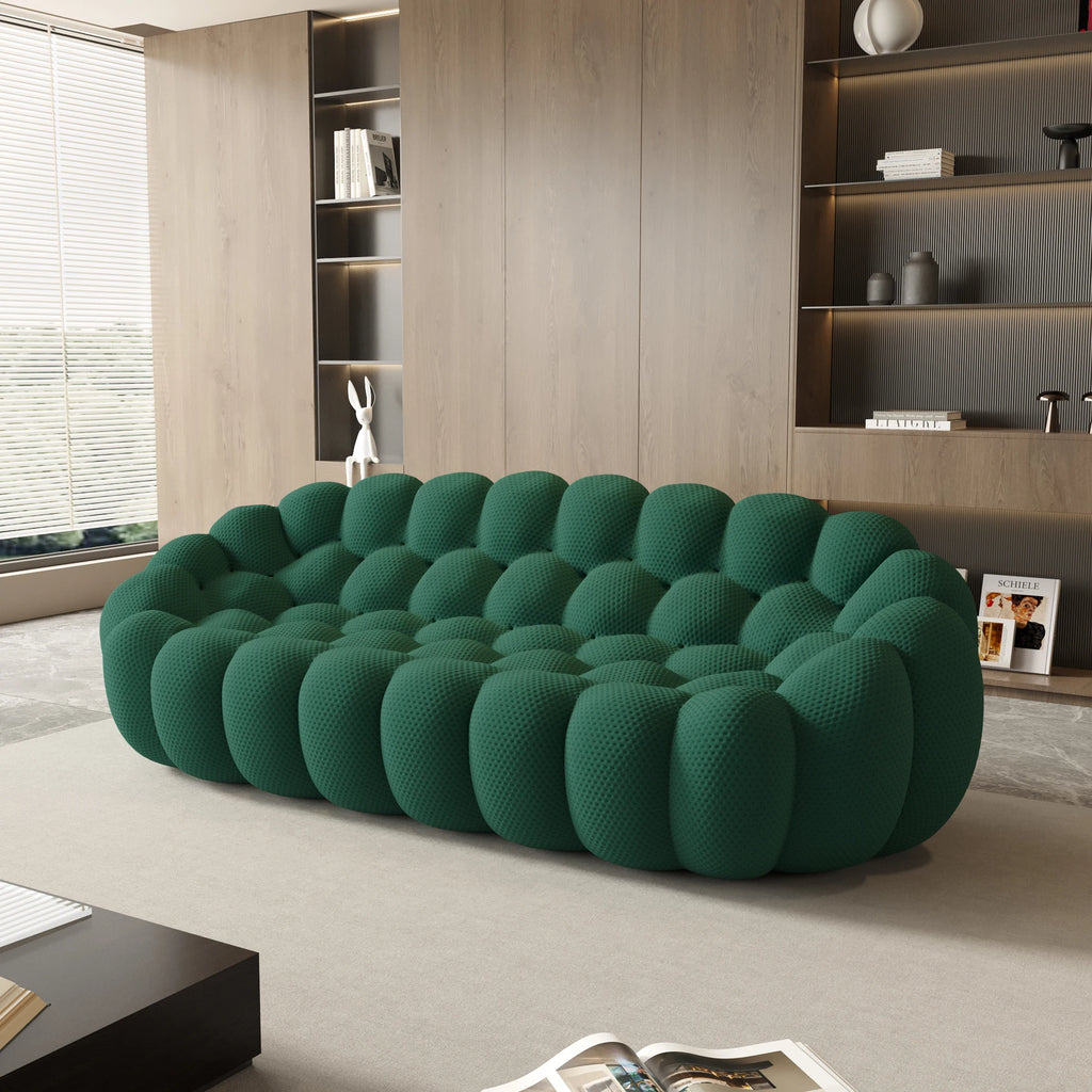 Sdorens 98'' Modern Curved Boneless Sofas for Living Room Comfy 3D Knitted Fabric 3 Seater Lazy Floor Sofa Large Bean Bag Chair