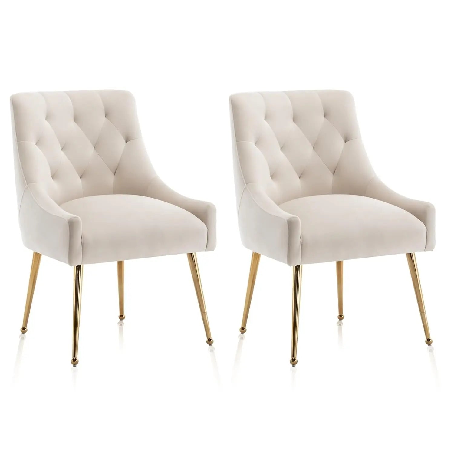 Elegant Tufted Accent Chairs for Reception, Living, Customized Dining Chair Set of 2,Modern Velvet Dining Chairs with Gold Legs