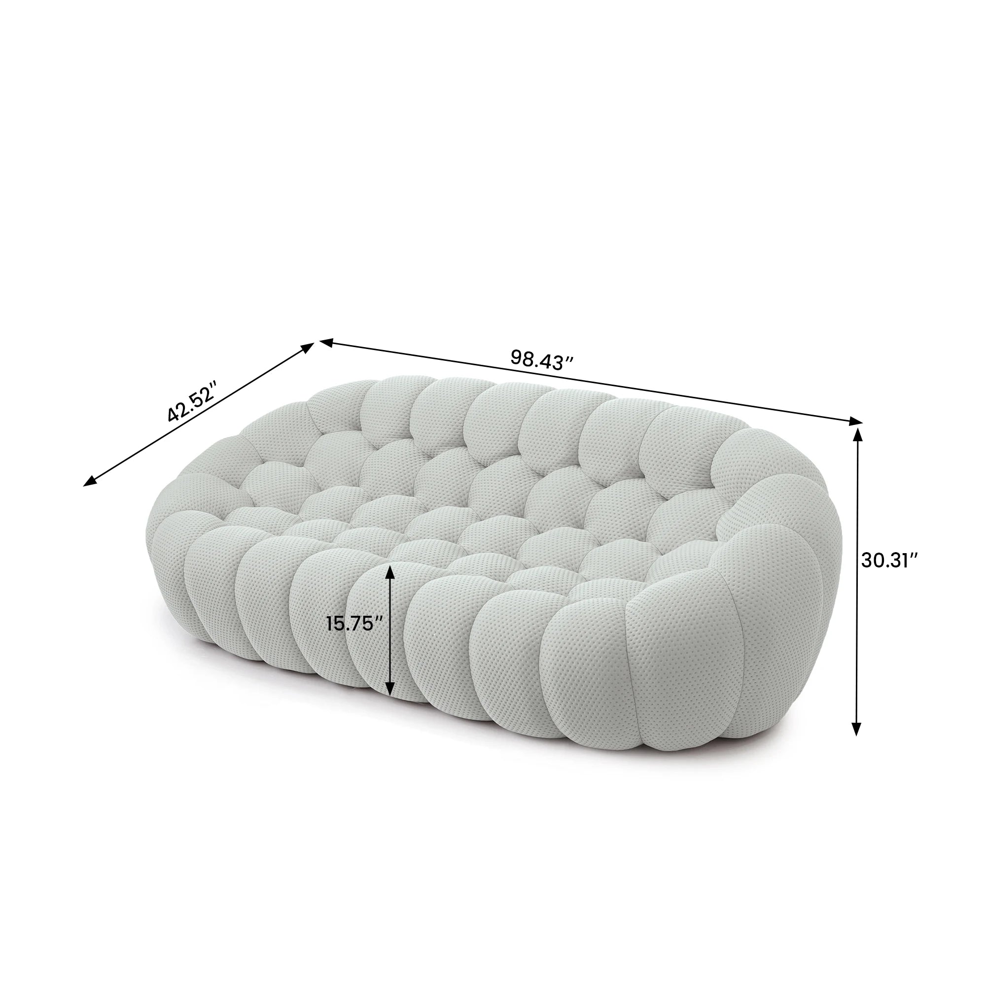 Sdorens 98'' Modern Curved Boneless Sofas for Living Room Comfy 3D Knitted Fabric 3 Seater Lazy Floor Sofa Large Bean Bag Chair