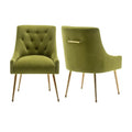 Elegant Tufted Accent Chairs for Reception, Living, Customized Dining Chair Set of 2,Modern Velvet Dining Chairs with Gold Legs